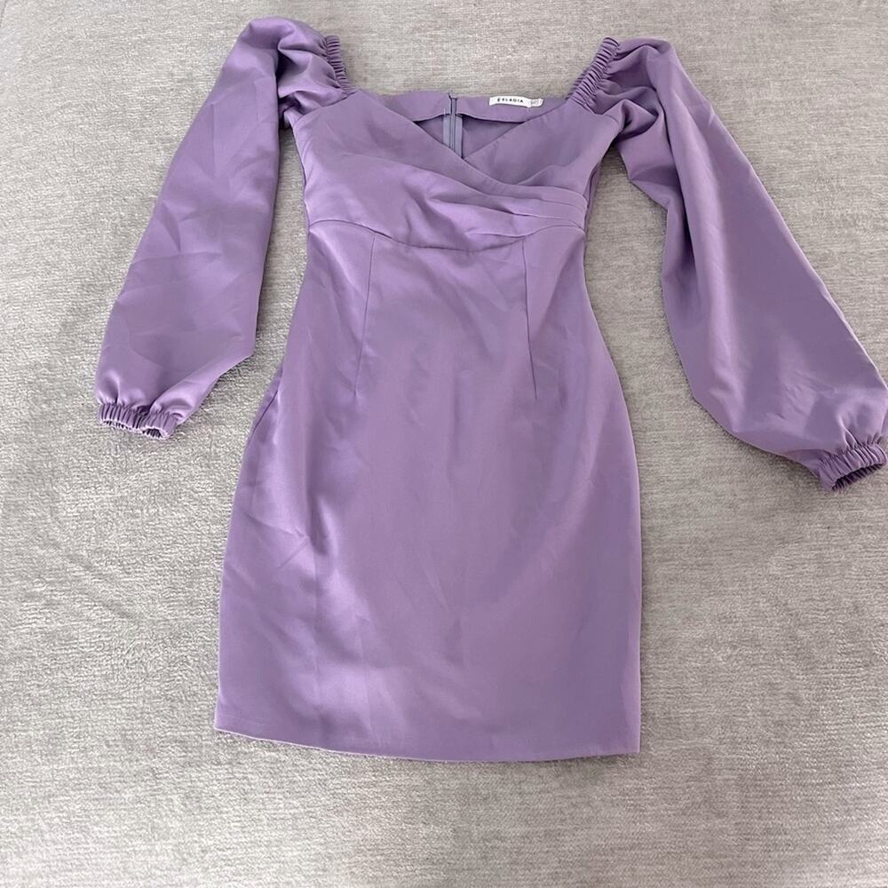 Elagia Lavender Puff-Sleeve Mini Dress - Picture 3 of 5